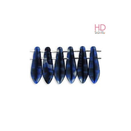 DAGHE 2 FORI 5X16 MM BLUE W/BLACK SWIRL 25 PZ