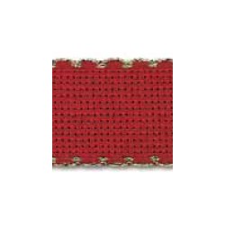 NASTRO TELA AIDA ROSSO/ORO 100% COTONE H.10cm x 1mt