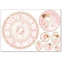 CARTA RISO 48 x 33 BABY ROSA OROLOGIO- STAMPERIA