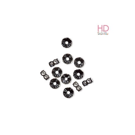 Mini Rondelle Strass 4720 Crystal base nero 1 foro 6 mm - 1Pz