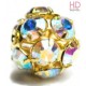 Sfera metallica oro con Strass Swarovski Crystal Aurora Boreale 10mm x 1pz