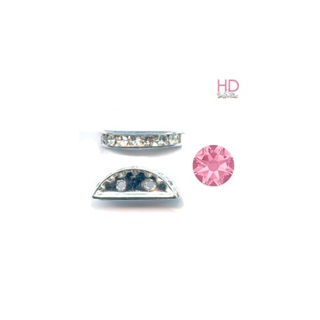 Mezzaluna Strass 77319 Light Rose base argento 2 fori 19x7mm x 1pz