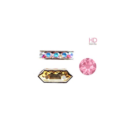 Barra Strass 77710 Light Rose base oro 2 fori 10x4,5mm x 1pz